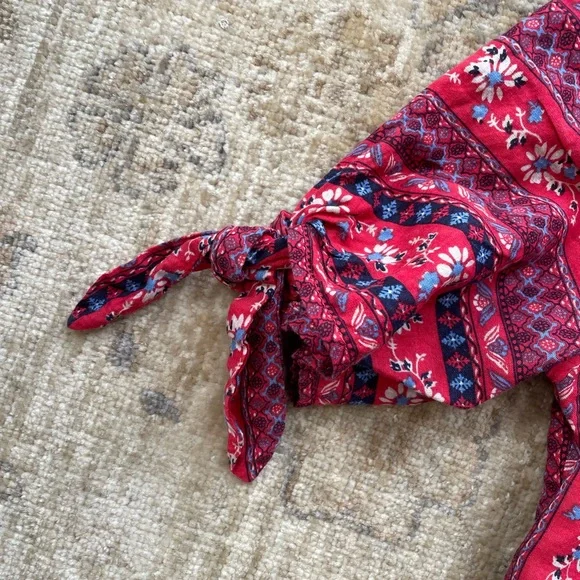 Red Floral print Entro Cotton dress size S - Picture 4 of 11